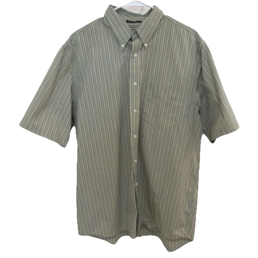 Eddie Bauer short Sleeve Shirt Mens L/Tall Relaxed Fit Green Wrinkle Resistant - Picture 2 of 8